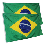 Bandeira Do Brasil 2 Faces Para Mastro Parede Sacada 2un 