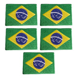 Bandeira Do Brasil Bordada Patch Termolante 7cm Kit 5 Pçs