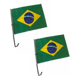 Bandeira Do Brasil De Tecido P carro Suporte 2 Pçs Poliéster