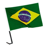 Bandeira Do Brasil Tecido Haste Vidro
