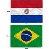 Bandeira Do Paraguai Brasil 1 5mt X 90cm Dupla Faces