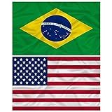 Bandeira Dos Estados Unidos Do Brasil 145cm X 90cm Da Marca Minha Bandeira Dupla Face