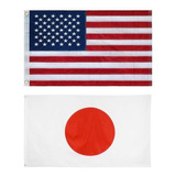 Bandeira Japão + Usa Oficial 1,50x0,90m C/ Anilhas P/ Mastro