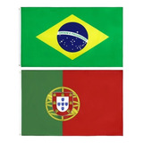 Bandeira Premium Brasil Portugal 150 X 90cm Cores Vibrantes
