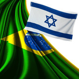 Bandeiras De Israel E Brasil 100 Poliester 1 60 X 1 10