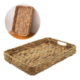 Bandeja Cesta Para Decoração Palha Seagrass Café Mesa Posta