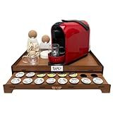 Bandeja Grande Caramelo Compativel Três Corações Com Gaveta Embutida Para Capsulas E Apoio Para Cafeteira Para Servir Organizar Cantinho Do Cafe