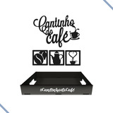 Bandeja Mdf Cantinho Do Café Decoração Cozinha Escritório Cor Preto
