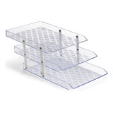 Bandeja Para Documentos Tripla Móvel Cristal fumê Maxcril