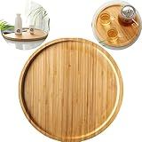 Bandeja Petisqueira Redonda Madeira Bambu Café Churrasco Decoração 30cm