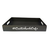 Bandeja Preta Cantinho Do Café Decoração Grande Retangular Reta Madeira Mdf Café Da Manhã Servir 40cm X 30cm Aquiqtem
