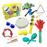 Bandinha Rítmica Infantil Com Kit 11 Instrumentos Mochila