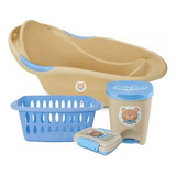 Banheira Infantil Cesto Roupa Lixeira E Saboneteira Kit Bebe