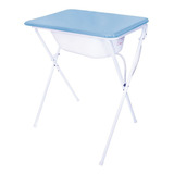 Banheira Para Bebê C Trocador E Suporte Dobrável Barata Cor Azul