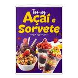Banner Gigante Açaí E Sorvete 100x150cm Açaiteria Sorveteria
