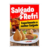 Banner Gigante Temos Salgado Com Refrigerante 100x150cm