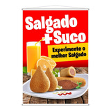 Banner Gigante Temos Salgado Com Suco 100x150cm Lanchonete