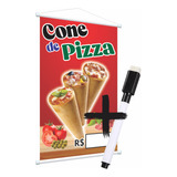 Banner Impresso Cone De Pizza Escreve E Apaga Caneta