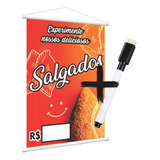 Banner Placa Salgados Escreve E Apaga Caneta