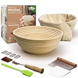 Banneton Cesta à Prova De Pão Kit Inicial De 13 Peças 2 Cestas Redondas De 22 Cm Lame Lâminas Raspadores Capa De Algodão Escova De Silicone E Mais Kit Para Iniciantes Para Assar Pão