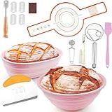 Banneton Kit De Silicone Para Cestas De Massa Fermentada Para Pão Dobrável 23 Cm Redondo E Oval De 25 Cm Suprimentos Para Assar Pão