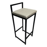 Banqueta Alta 74cm Assento Macio Couro Champagne Linho Luxo