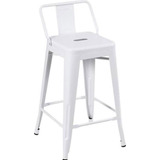 Banqueta Alta Tolix Iron Cozinha Branca Aço C Encosto 76 Cm Acabamento Da Estrutura Epox Cor Branco Brilhoso