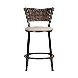 Banqueta Baixa Moderna Multiuso Sua Casa Top Cozinha Americana Aço Balcão Area Gourmet Banco Encosto Juncado Estrutura Branca Junco Chocolate Mesclado Bege 