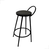 Banqueta Banco Redondo Com Assento Preto 50cm Tubomax Acabamento Da Estrutura Lacado Cor Preto