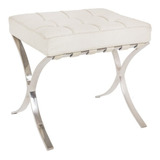 Banqueta Barcelona P Penteadeira Base Inox Couro Natural