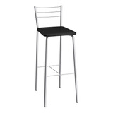 Banqueta Com Encosto Flex 98cm Compoarte Cromado preto Bh