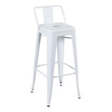 Banqueta De Metal Tolix Iron Industrial Com Encosto 76cm Cor Branco