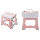 Banqueta Dobrável Banquinho Resistente Multiuso Banco De Plástico Rosa