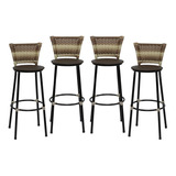 Banqueta Itagold Argila Cor Marrom escuro junco Cappuccino Com Acabamento Preto Do 95cm Do Alto X 4u