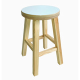 Banqueta Media Hardman Madeira Natural Ass Redondo Mdf Branc