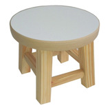 Banqueta Mini Hardman Madeira Natural Assento Redondo Mdf Br