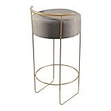 Banqueta Olivia Em Linho E Base Metal Dourado Agarb Decor Cor Linho Cinza