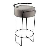 Banqueta Olivia Em Linho E Base Metal Preto Agarb Decor Cor Linho Cinza