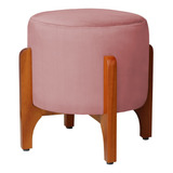 Banqueta Puff Decorativo Redondo Pé Madeira Escandinavo