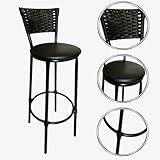 Banqueta Reforçada Para Balcão De Cozinha Preta Estrutura De Metal