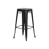 Banqueta Tolix Iron Design Industrial Preto Fosco 76 Cm Aço Cozinha Bar Bistrô Bancada