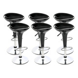 Banqueta Tulipa Lótus Cozinha Bar Base Giratória Kit 06 Unid Cor Preto