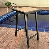 Banquinho Quadrado De Aço E Madeira Premium Altura 46 Cm MetalCromo Tamanho único