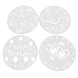 Baoblaze 4 Peças De Moldes De Bolo De Estêncil De Café Ferramentas De Assar Para Biscoitos Fondant Ferramentas De Arte DIY