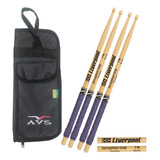 Baqueta Bateria Profissional Grip 2 Pares 7a Bag Baquetas
