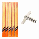 Baqueta Pro Fire Spanking 5a Ponta Madeira 5 Pares Com Chave