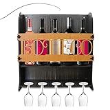 Bar Adega Vinho De Parede 5 Garrafas Mdf Tabaco Com Porta Taças Oferta Dia Dos Pais