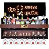 Bar Barzinho Adega Aparador Suspenso Porta Taças Vinhos Bebidas Madeira Grande MDF Decoração Churrasco Rustico 100x45cm Tabaco Fosco