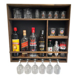 Bar Barzinho De Parede Adega Com Porta Taças Madeira