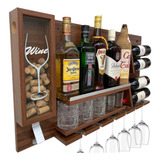 Bar Parede Adega Barzinho Mdf Decoração Vinho Abridor Taças